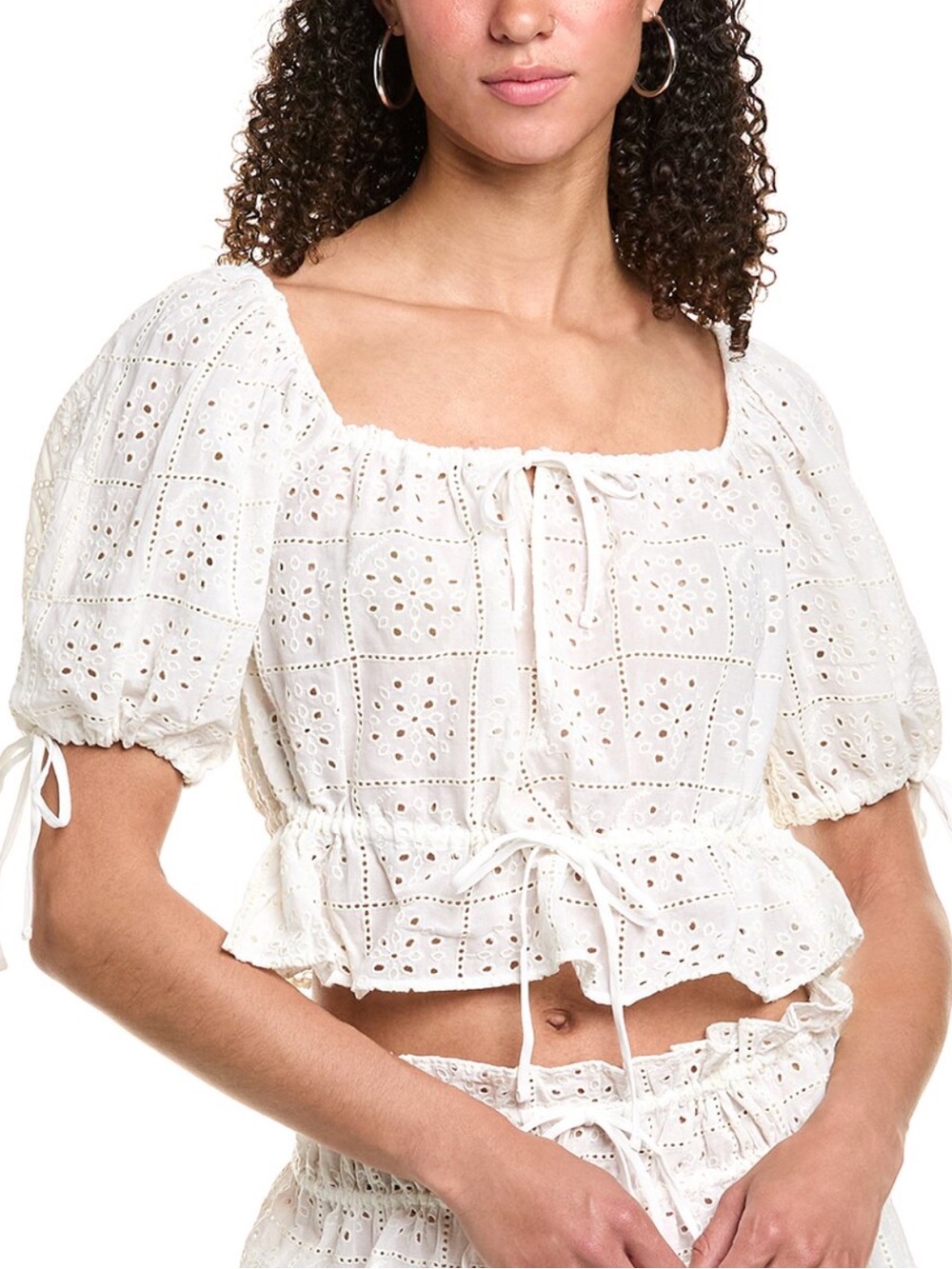 GANNI Light Broderie Anglaise Cropped Top